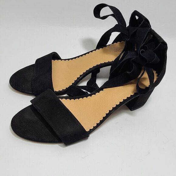 LOFT Lace Up Black Open Toe Sandals Size 8 - Picture 2 of 8